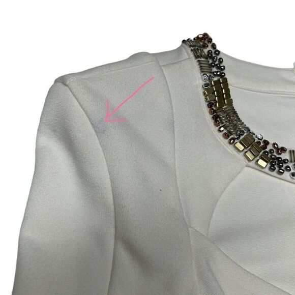 VENUS White Mini Dress with Beaded Detail - Picture 13 of 15